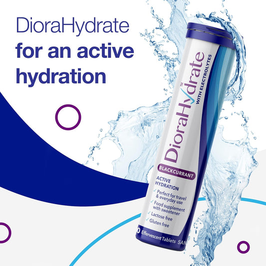 Diorahydrate Hydration Tablets With Electrolytes & Carbohydrates | 20 Blackcurrant Flavour Tablets| Scientifically Formulated For Active Hydration | Food Supplement Compact Tube