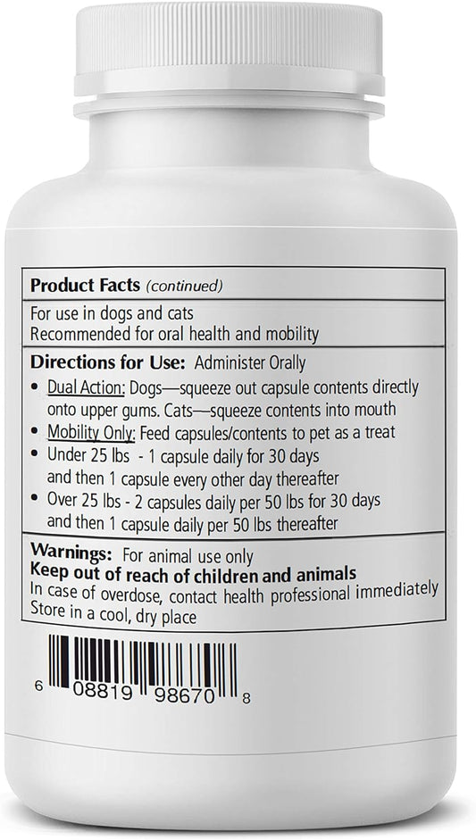WorksSoWell Dual Action Natural Support - 120 Twist Off Soft Gels | Delivers 4 Health Benefits for Dogs & Cats | Supports Oral, Hip, Joint, Skin, Coat Health, Muscle & Stamina Recovery