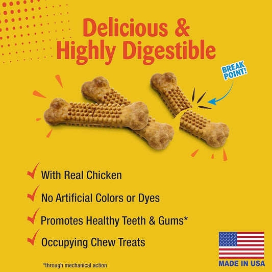 Nylabone Nubz Natural Edible Chew Treats For Dogs, Made In Usa, Chicken Flavor, Small - Up To 25 Lbs. (8 Count)