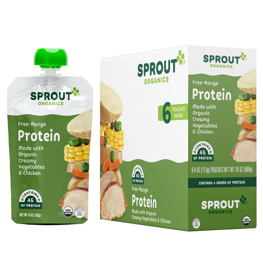 Sprout Organic Baby Food Pouches Stage 3, Creamy Vegetables W/ Chicken, 4 Oz (Pack Of 12)