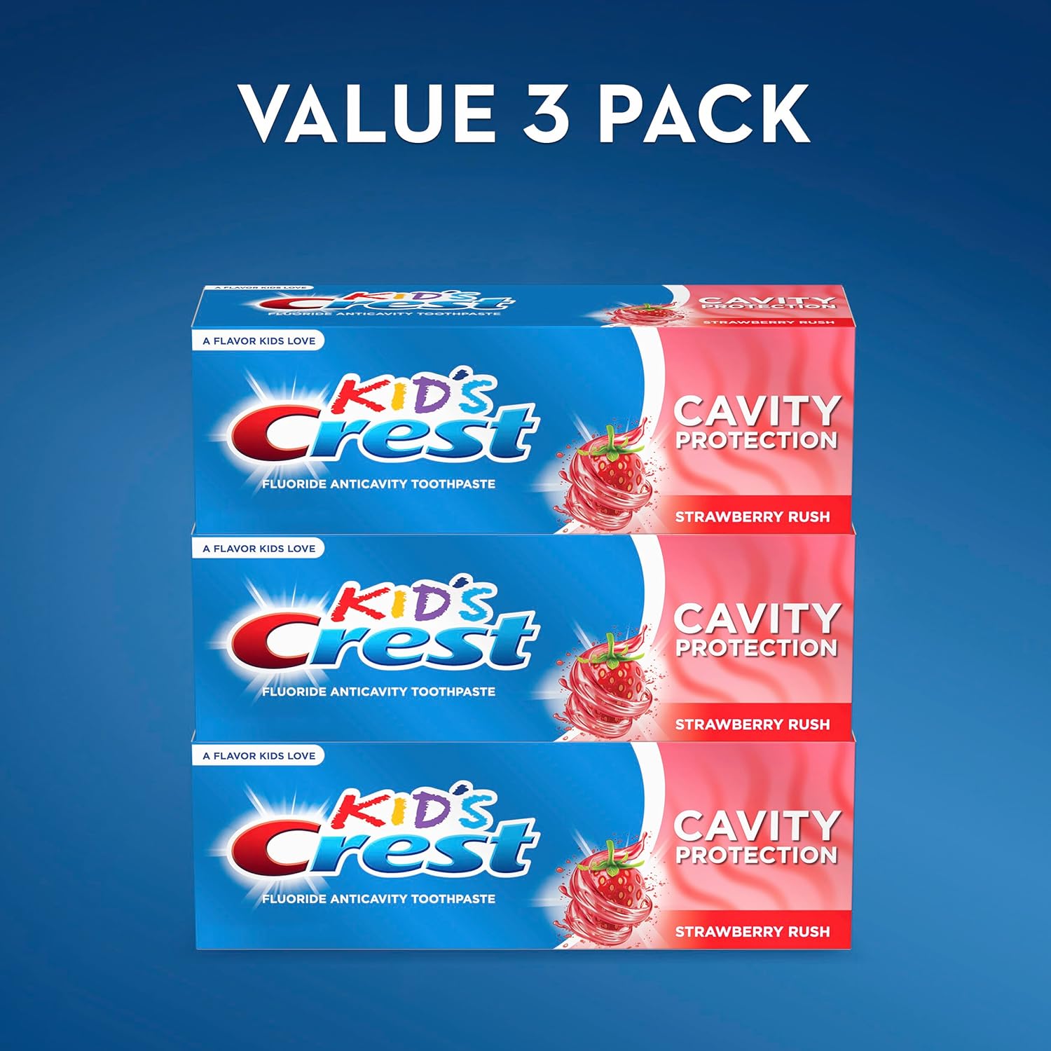 Crest Kid's Cavity Protection Fluoride Toothpaste, Strawberry Rush, 4.2 Ounce (Pack of 3) : Health & Household