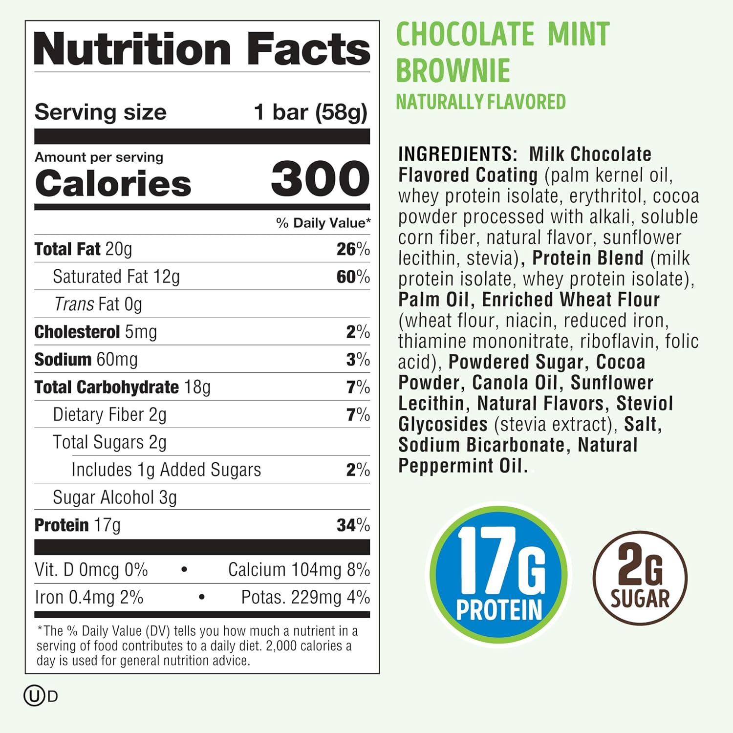 Lenny & Larry's Dip'd Wafer Bar, Chocolate Mint Brownie, 17g Dairy & Plant Protein, Probiotics, Box of 12