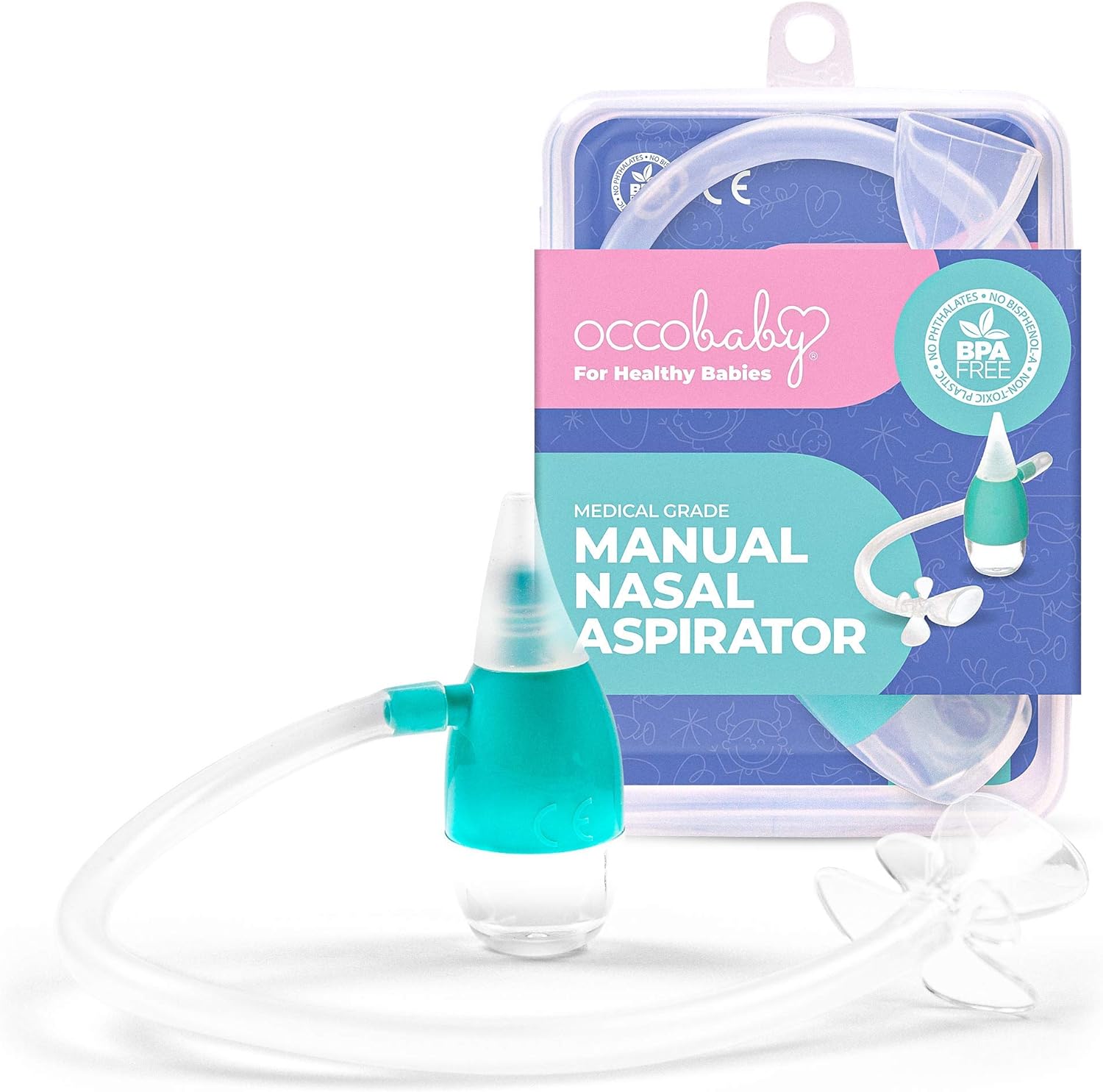 OCCObaby Manual Baby Nasal Aspirator - Nose Sucker for Toddlers and Newborns - Baby Congestion Relief - Aspirador Nasal para Bebes - Baby Nose Aspirator for Runny Nose Relief for Toddlers and Infants