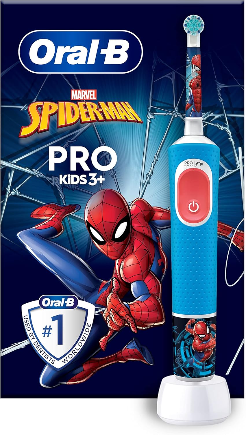 Oral-B Pro Kids Electric Toothbrush, 1 Handle Featuring Marvel Spider-Man, 1 Toothbrush Head, Designed By Braun, For Ages 3+