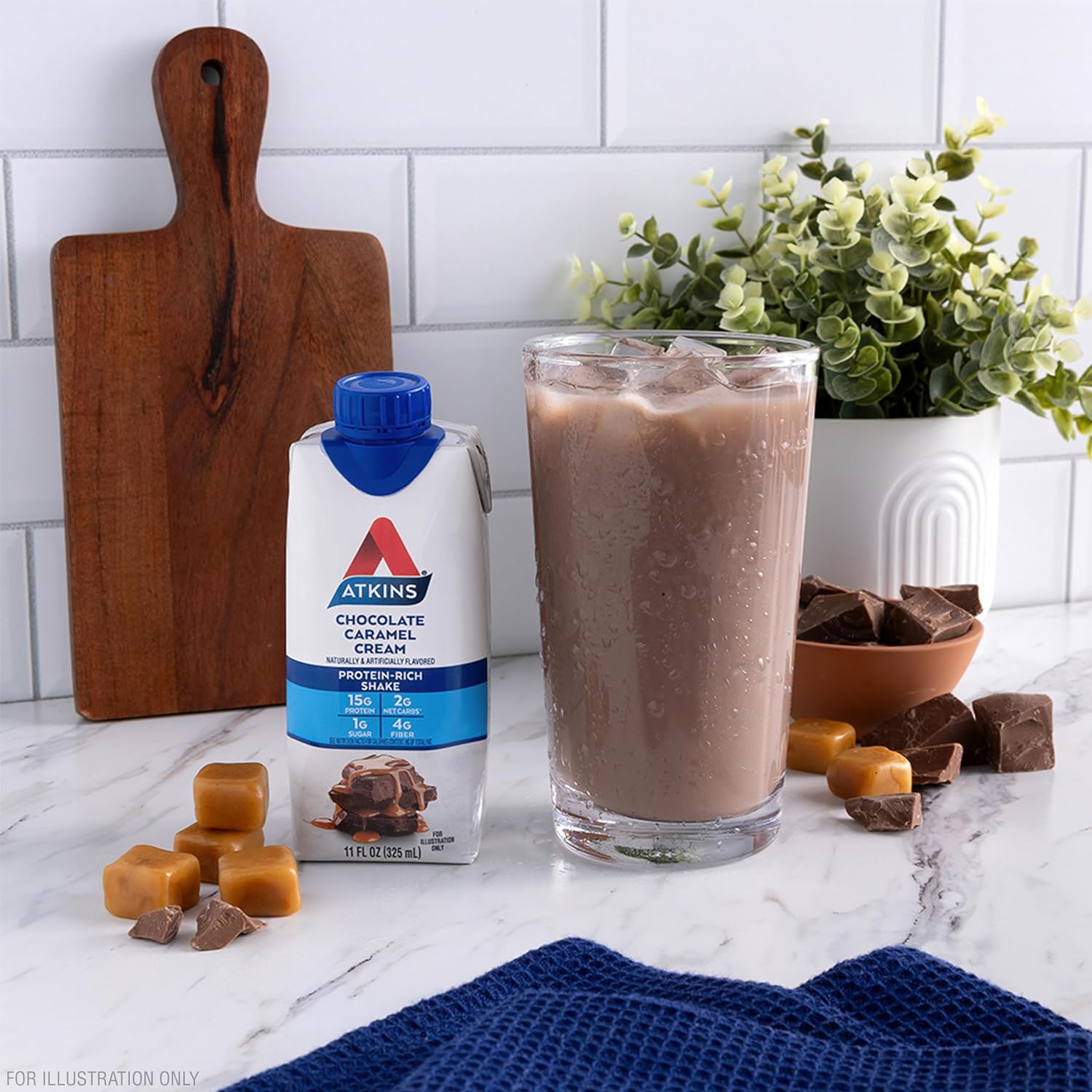 Atkins Protein Rich Shake, Chocolate Caramel Cream, 15g Protein, Low Glycemic, 2g Net Carbs, 1g Sugar, Low Carb Lifestyle, Gluten Free, 12 count : Grocery & Gourmet Food