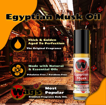 Wagsmarket Egyptian Musk Oil, Choose From Roll On To 0.33Oz - 4Oz Glass Bottle, (1Oz Roll On)