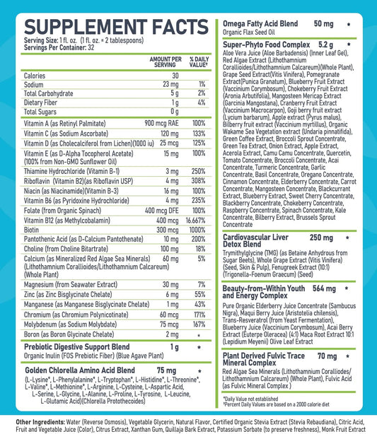 Bio Naturals Liquid Whole Food Multivitamin For Men & Women With Over 100 Ingredients - Superfoods, Omegas, Organic Extracts - 100% Vegan - 32 Oz