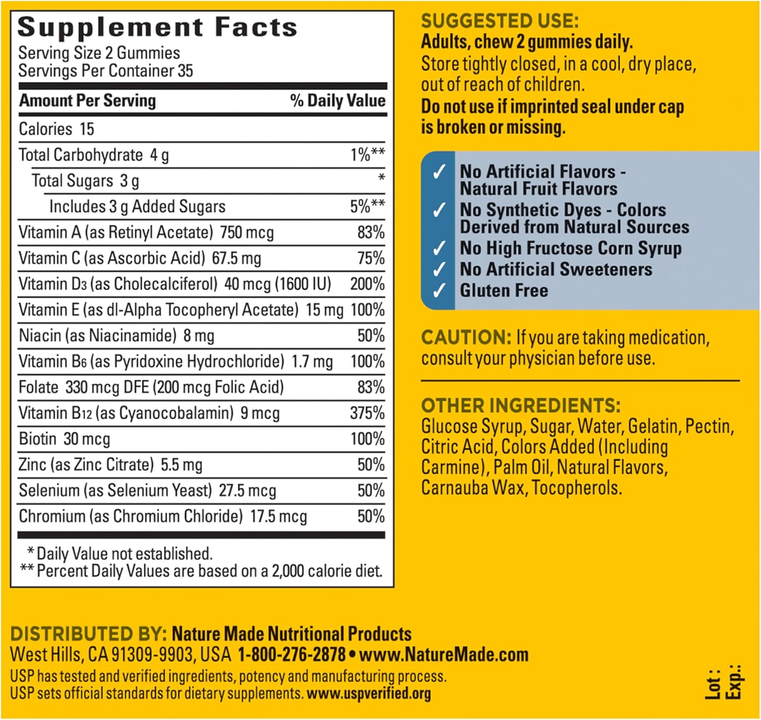 Nature Made Multi For Him, Multivitamin For Men For Energy Metabolism Support, Mens Multivitamins, 70 Gummy Vitamins And Minerals, 35 Day Supply