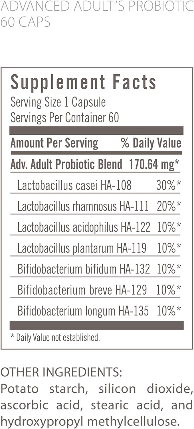 Flora - Advanced Adult's Blend Probiotic, Seven Senior-Specific Strains, Gluten Free, Raw Probiotic with 34 Billion Cells, 60 Capsules : Health & Household