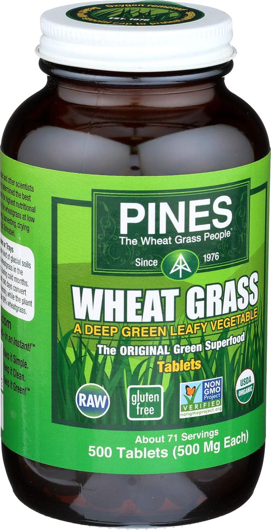 Pines Organic Wheat Grass, 500 Count Tablets