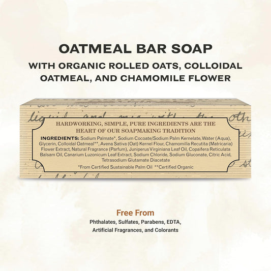 The Grandpa Soap Company Oatmeal Bar Soap - With Organic Oats + Chamomile Extract, Gently Exfoliates And Softens The Skin, Vegan, 4.25 Oz, 3 Pack