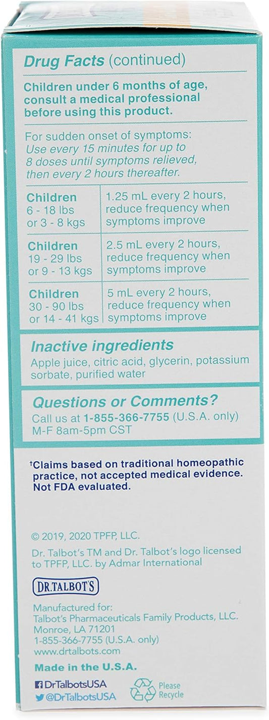 Dr. Talbot'S Gas + Colic Relief Liquid Medicine, Naturally Inspired, For Infants, Includes Syringe, Apple Juice Flavor, 4 Fl Oz