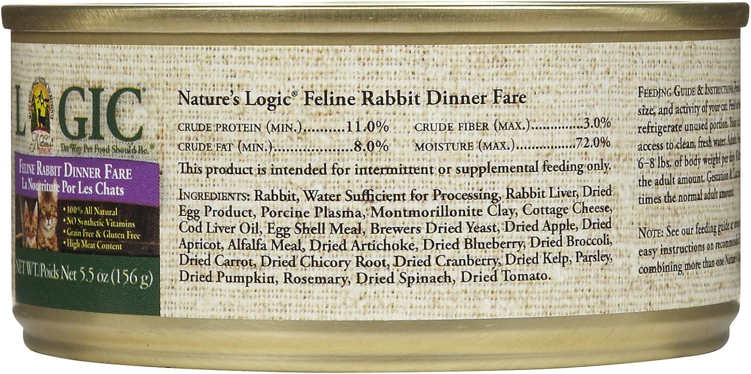 Natures Logic NL00106 Rabbit Feast Canned Feline Food, One Size