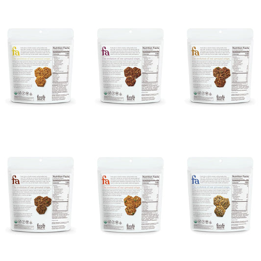 Foods Alive Sweet + Savory Organic Sprouted Crisps Bundle (6 Flavors), 4Oz, Gluten Free Crackers