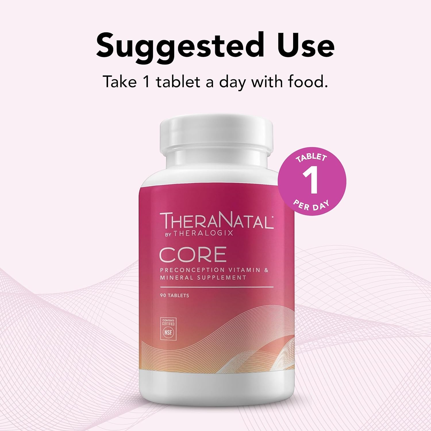 Theralogix TheraNatal Core Preconception Vitamin Supplement - 90-Day Supply - Fertility Support Supplement with Folate, Vitamin D3, Choline & More* - NSF Certified - 90 Tablets : Health & Household