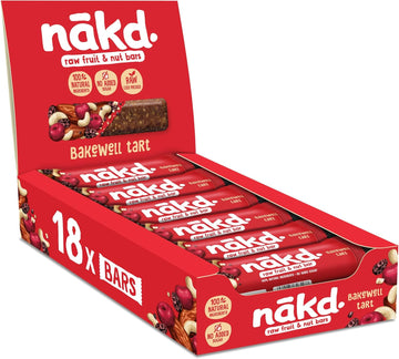 Nakd Bakewell Tart Natural Fruit & Nut Bars - Vegan - Healthy Snack - Gluten Free - 35G X 18 Bars
