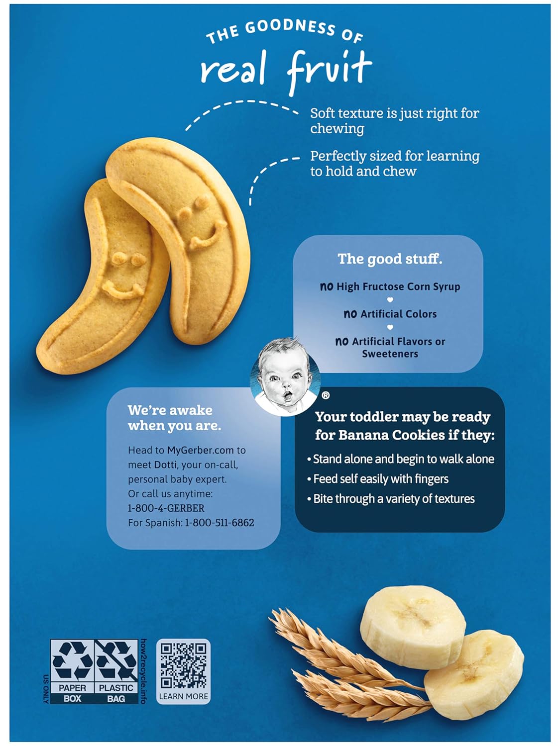 Gerber Toddler Lil' Biscuits (Banana Cookies, Pack of 5) : Baby