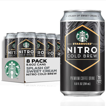 Starbucks Nitro Cold Brew Coffee, Splash Of Sweet Cream, 9.6 Fl Oz Cans, Iced Coffee, Cold Brew Coffee, Coffee Drink (Pack Of 8)