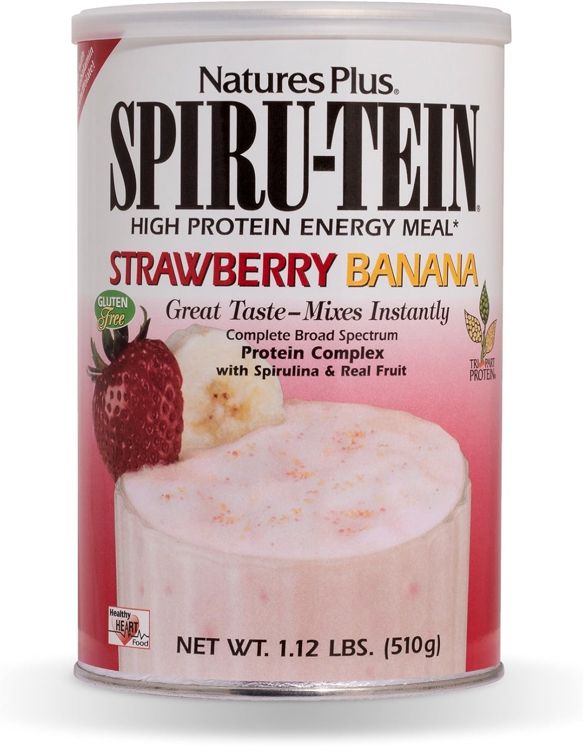 Naturesplus Spiru-Tein Shake - Strawberry Banana - 1.12 Lbs, Spirulina Protein Powder - Plant Based Meal Replacement, Vitamins & Minerals For Energy - Vegetarian, Gluten-Free - 15 Servings