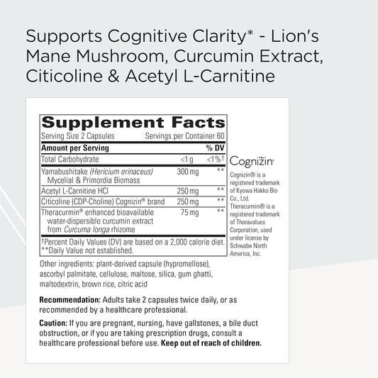 Integrative Therapeutics Prothrivers Wellness Brain - Supports Brain Health* - Brain Support With Citicoline, Curcumin Extract & Lion'S Mane* - Vegan, Gluten-Free & Dairy-Free Supplement - 120 Capsules