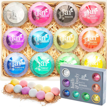 Artnaturals Large Bath Bombs Gift Set Kit “ (12 X 4 Oz / 113G) - Natural Handmade Essential Oil Spa Bubble Bath Bomb Balls Fizzies “ For Relaxation, Moisturizing, & Fun For Women, Kids, & Men