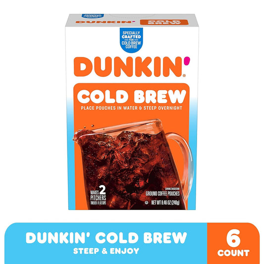 Dunkin' Cold Brew Ground Coffee Packs, 8.46 Ounces (Pack of 6)