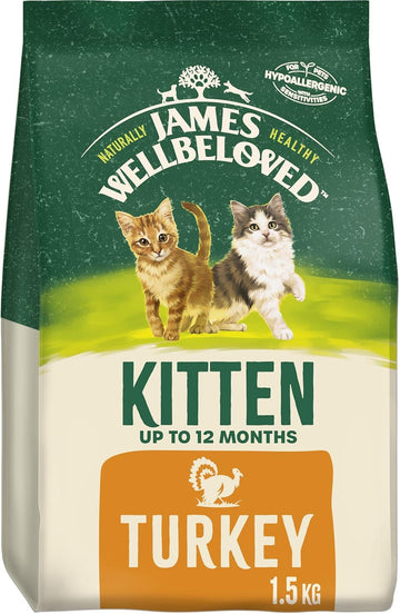 James Wellbeloved Junior Turkey 1.5 kg Bag, Hypoallergenic Kitten Dry Cat Food?03JW2