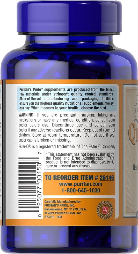 Puritan's Pride Quercetin Complex with Vitamin C, Supports Upper Respiratory Health, 100 ct