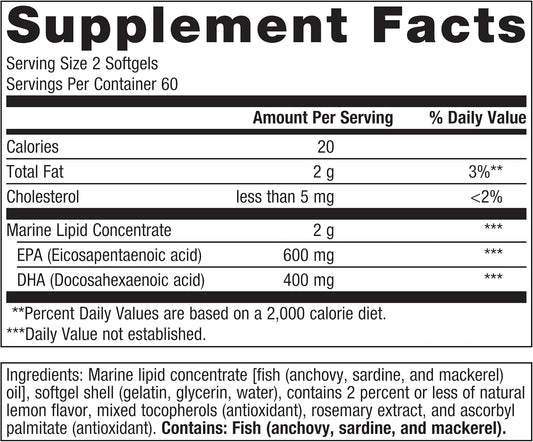 Metagenics Omegagenics Fish Oil Epa-Dha 500 Mg - Supports Cardiovascular Health* - Fish Oil Epa Dha - Purity & Quality Tested - Non-Gmo & Gluten-Free - 120 Count