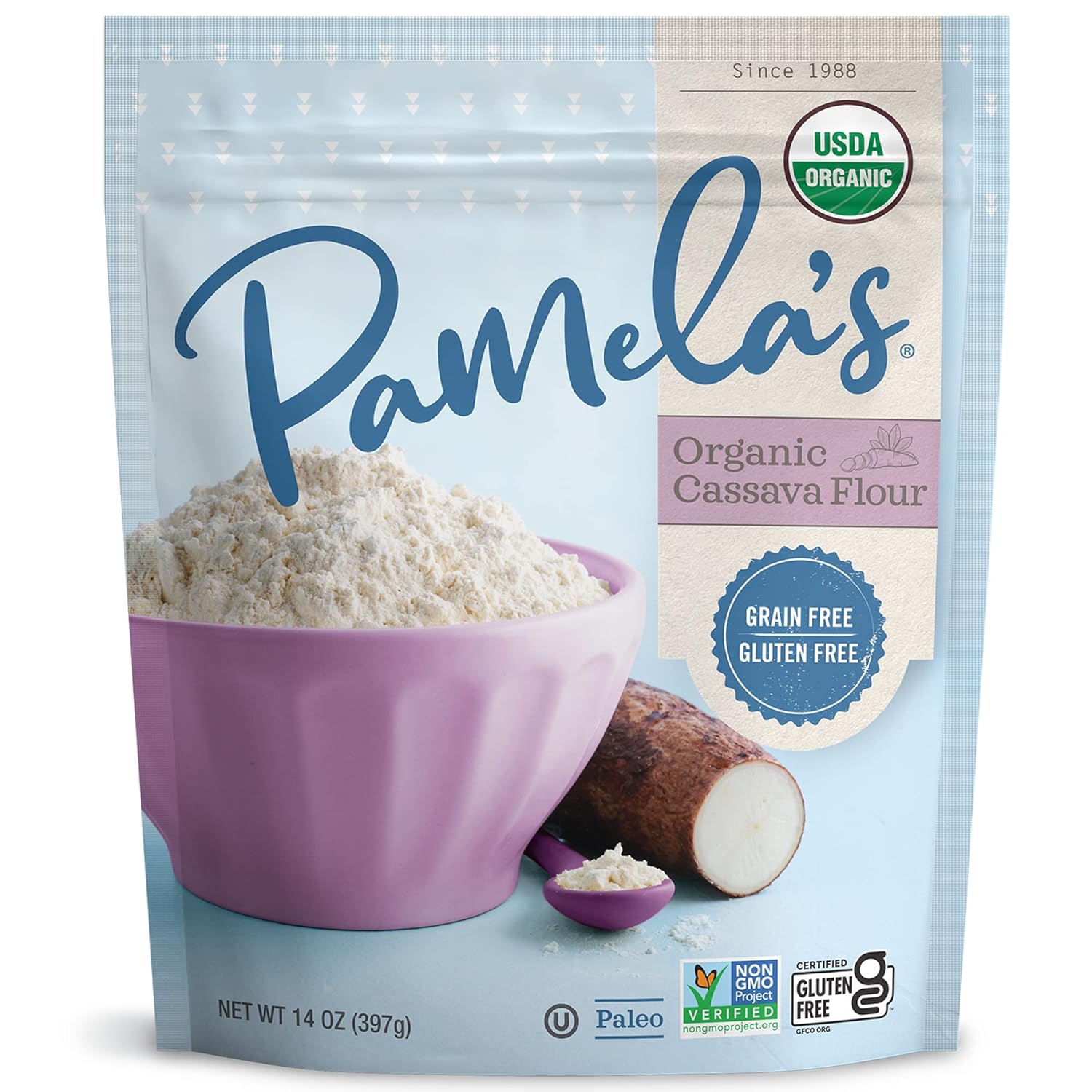 Pamela's Cassava Flour, USDA Certified Organic, Vegan, Grain Free, Paleo, Gluten Free & Non-GMO, 14 Ounce Bag (Pack of 6)