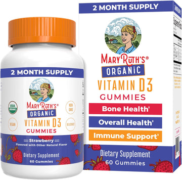 Maryruth Organics Vitamin D3 Gummies | 1000 Iu | Usda Organic | Immune Support| Bone Health | Muscle Function | For Adults & Kids Ages 2+ | Vegan | Gluten Free | 2 Month Supply | 60 Count