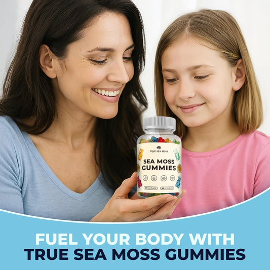 Irish Sea Moss Gummies With Burdock Root & Bladderwrack - Vegan Seamoss Supplement For Women, Men & Kids, Non-Gmo, 60 Sea Moss Gummies