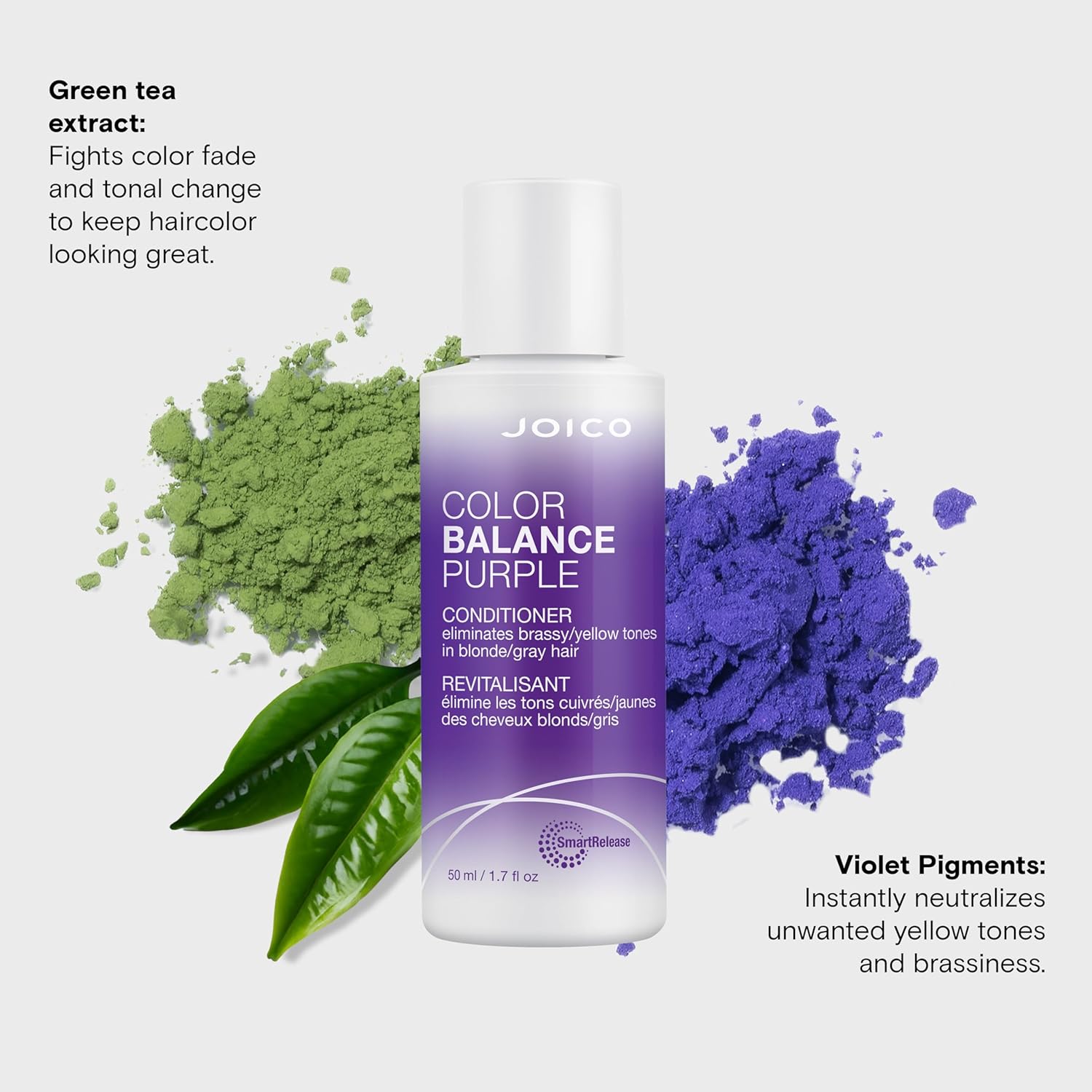 Joico Color Balance Purple Conditioner, 1.7 Fl Oz, For Cool Blonde, Gray Hair, Eliminates Brassy Yellow Tones, Boosts Vibrancy & Shine, Uv Protection, With Rosehip Oil & Green Tea Extract : Beauty & Personal Care