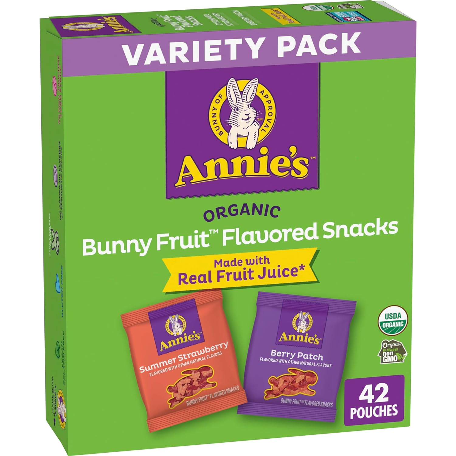 Annie'S Organic Berry Patch And Summer Strawberry Bunny Fruit Snacks Variety Pack 42 Count, Kids Snacks, Back To School Snacks, 29.4Oz