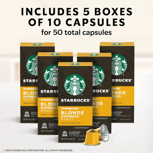 Starbucks By Nespresso Original Line Blonde Roast Espresso 50-Count Espresso Pods