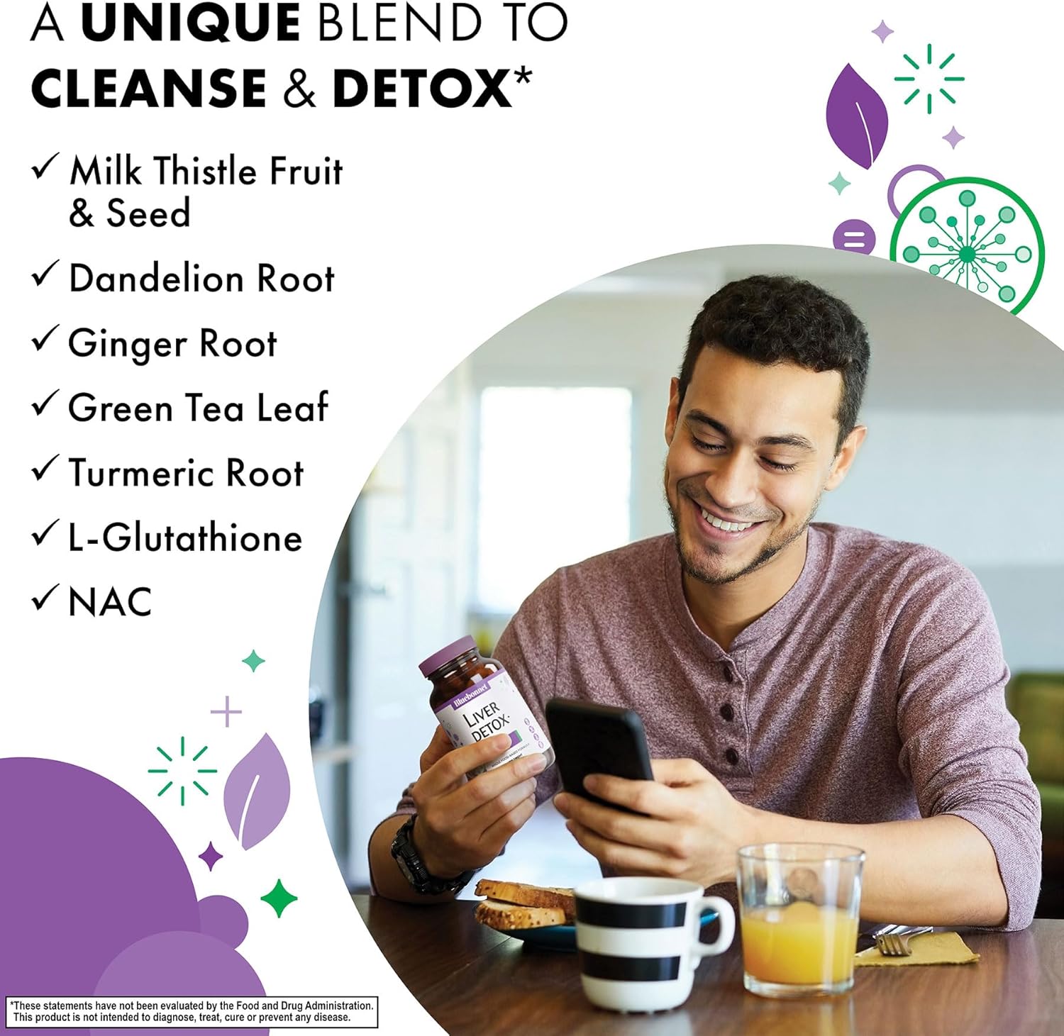 Bluebonnet Nutrition Liver Detox, Liver Health*, Antioxidant Protection*, Soy-Free, Gluten-Free, Kosher Certified, Non-Gmo, Dairy-Free, 60 Vegetable Capsules, 60 Servings : Health & Household