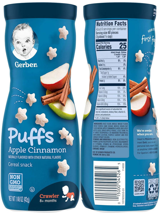 Gerber Puffs Variety Pack, 1 Strawberry Apple, 1 Blueberry, 1 Apple Cinnamon, 3 CT