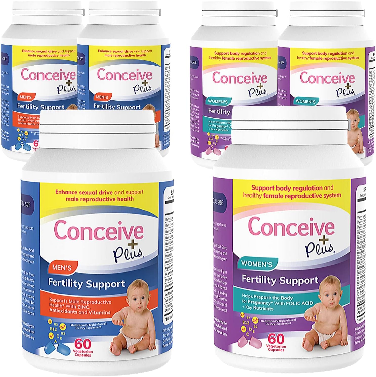 Conceive Plus His + Hers Fertility Support 3 Month Supply Prenatal Supplements - Vitamins Bundle For Couples Trying To Conceive
