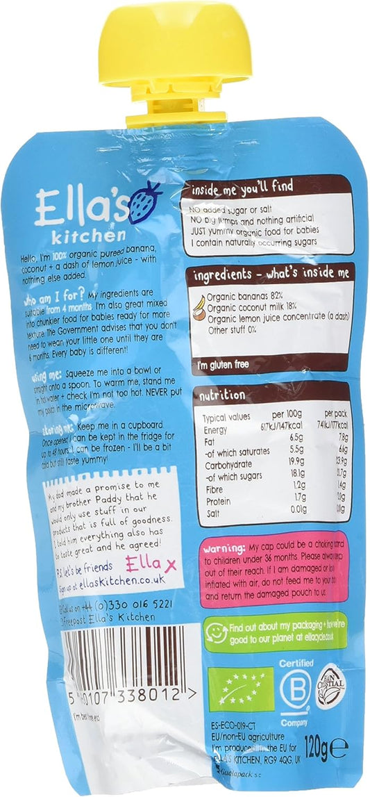 Ella'S Kitchen Organic Bananas + Coconuts Pouch, 120G