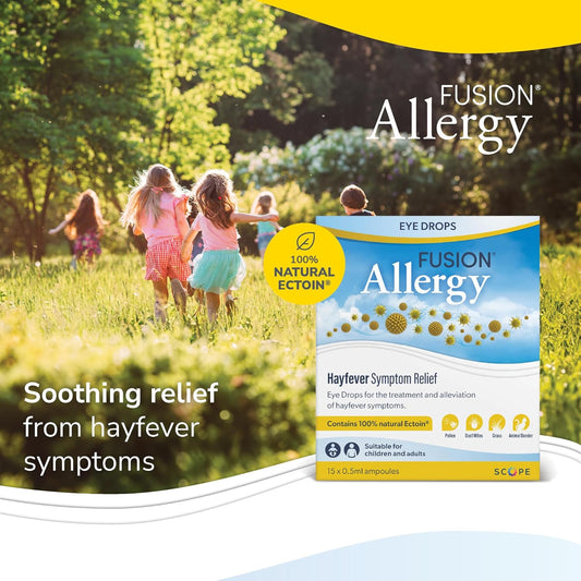 Fusion Allergy Eye Drops With 100% Natural Ectoin - Fast Acting Treatment For Hay Fever Symptoms And Dry, Irritated Eyes (15 X 0.5Ml Doses)