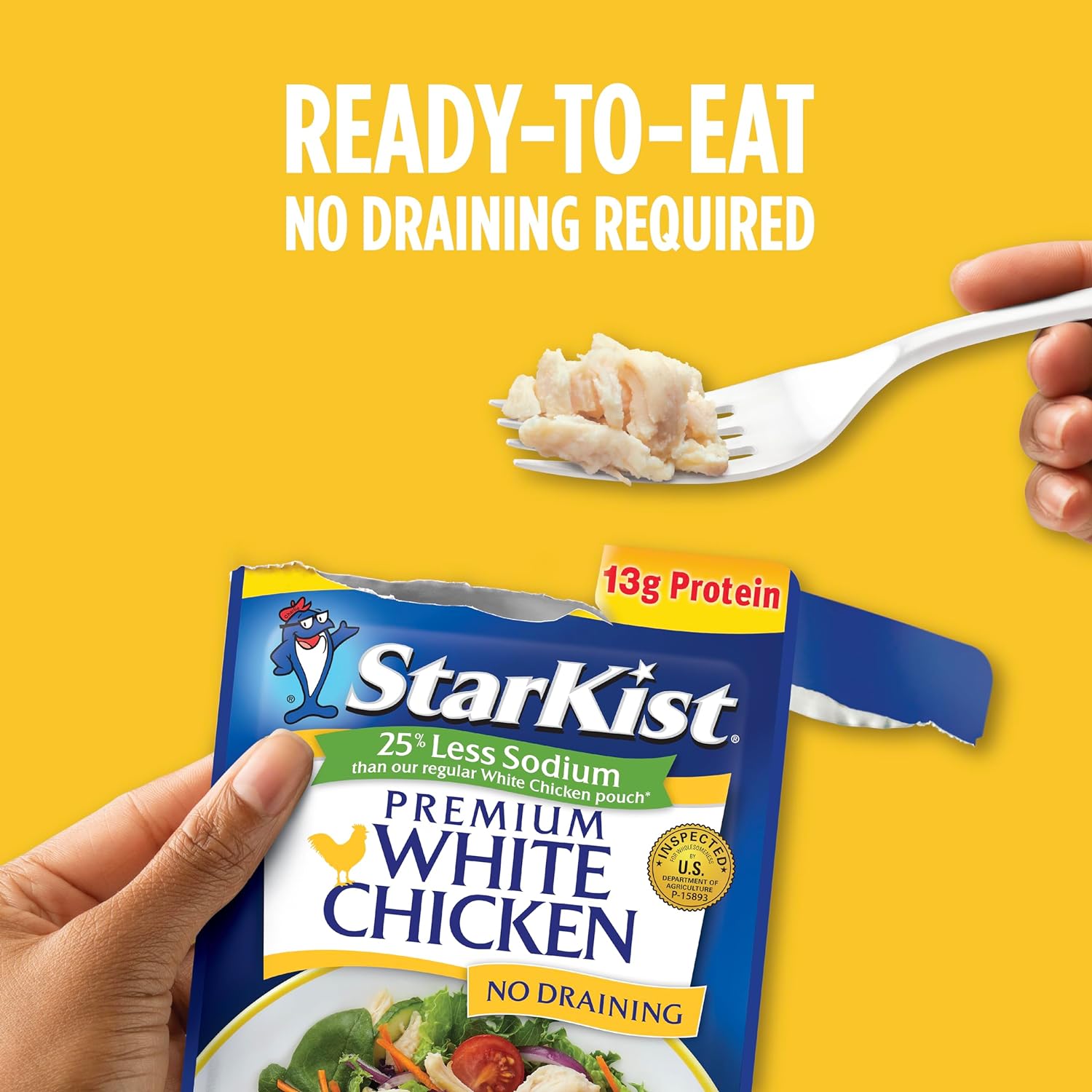 StarKist Less Sodium Premium White Chicken - 2.6 oz Pouch (Pack of 12) : Grocery & Gourmet Food
