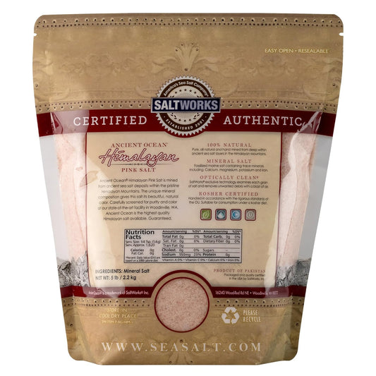 Saltworks Ancient Ocean Himalayan Pink Salt, Coarse Grain, 5 Pound Bag