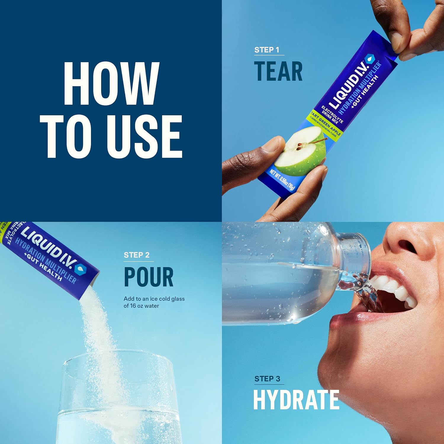 Liquid I.V.® Hydration Multiplier® + Probiotic Kombucha - Tart Green Apple - Hydration Powder Packets | Electrolyte Drink Mix | Easy Open Single-Serving Stick | Non-GMO | 14 Servings (Pack of 1) : Grocery & Gourmet Food