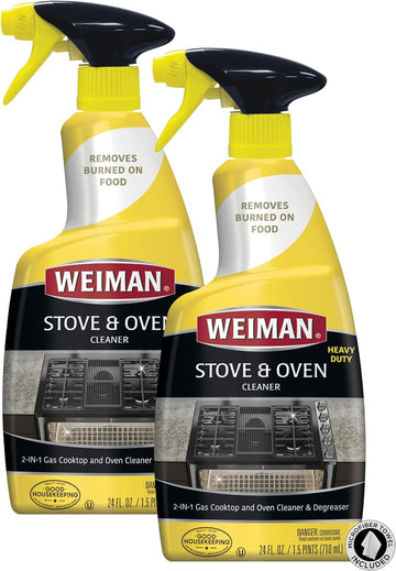Weiman Heavy Duty Stove and Oven Cleaner and Degreaser for Glass, Ceramic Cooktops, BBQ grill grates - 2 Pack, 24 Oz w/MicroFiber Towel