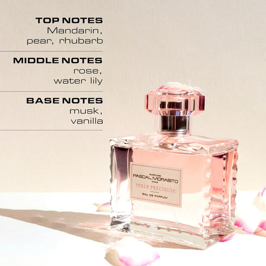 Perle Precieuse- 3.4 Oz Eau De Parfum - Fragrance Mist For Women - Powdery Floral Musk Scent - Perfume Spray With Mandarin, Pear, Rose, Musk, Vanilla Accords