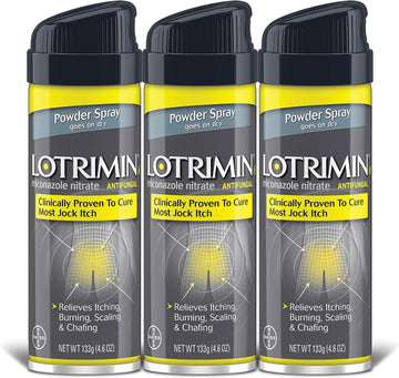 Lotrimin Af Jock Itch Antifungal Powder Spray, Miconazole Nitrate 2% - Treatment Of Most Itch, 4.6 Ounces (133 Grams) Spray Can (Pack 3)