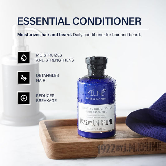 1922 By J.M. Keune Essential Conditioner, Moisturizing & Strengthening Conditioner For Men, 8.5 Fl Oz