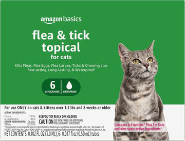 Amazon Basics Flea And Tick Topical Treatment For Cats (Over 1.5 Lbs), 6 Count (Previously Solimo)