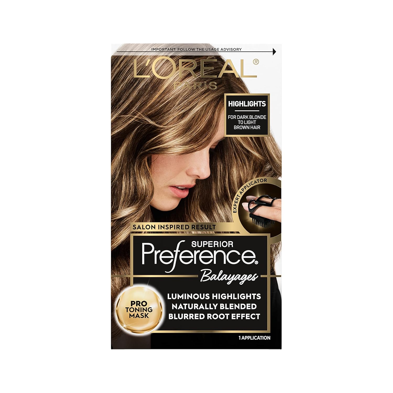 L'Oreal Paris Superior Preference Balayage Kit, Hair Dye For At-Home Highlighting With Pro Toning Mask, Dark Blonde To Light Brown, 1 Kit