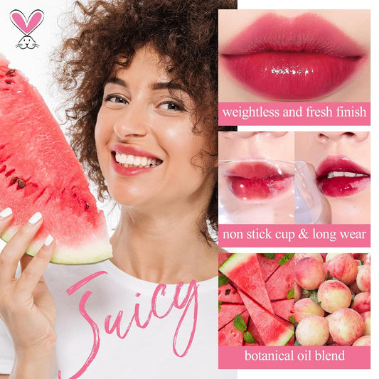 Lip Tint Stain Set, Korean Water Tint Lightweight Non-Sticky, Waterproof Long Lasting Liquid Blush & Lip Stain, Transfer-Proof, Matte Finish Lip Color Makeup (Juicy)